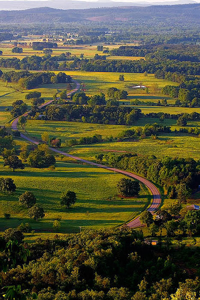 Arkansas Highway 10 snakes through the Arkansas River Valley.