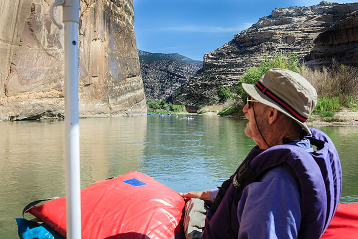 View from Nellie Chester enjoys the view of Steamboat Rock on the Green River